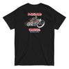 Moreland Choppers signature Black t-shirt featuring a detailed design of a skeleton riding a chopper, embodying the adventurous spirit of Solana Beach's motorcycle heritage.