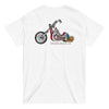 White Moreland Choppers signature Chopper Tee featuring classic motorcycle emblem, a nod to Solana Beach's motorcycle legacy.